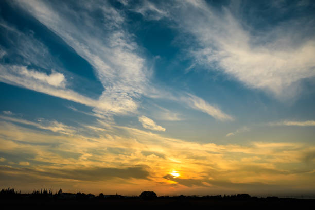 Beautiful sky and colorful clouds at dusk,China