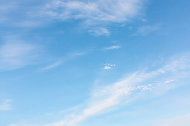 istock Light cirrus clouds in the blue sky on a sunny day, full frame image, background 1202503209