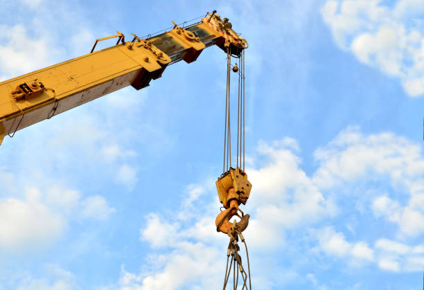 istock Lifting telescopic arms with hook mobile crane 1202505223