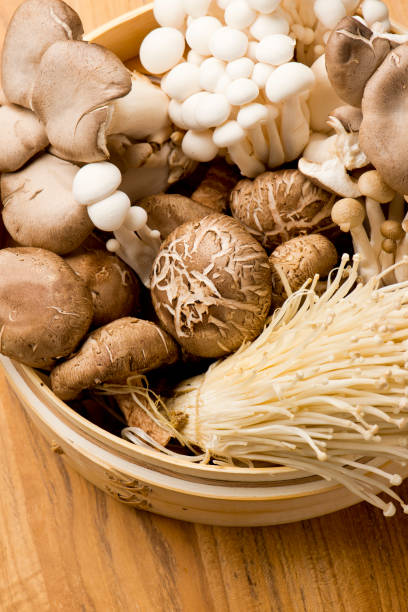 istock Mushrooms in a wooden basket 1202508454