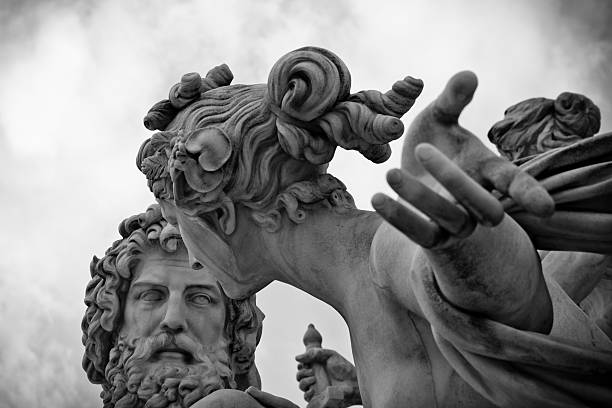 Pallas-Athene-Brunnen, Vienna - B&W  statue stock pictures, royalty-free photos & images