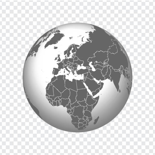 Globe Of Earth With Borders Of All Countries 3d Icon Globe In Gray On Transparent  Background High Quality World Map In Gray Europe North Africa Vector  Illustration Eps10 Stock Illustration - Download