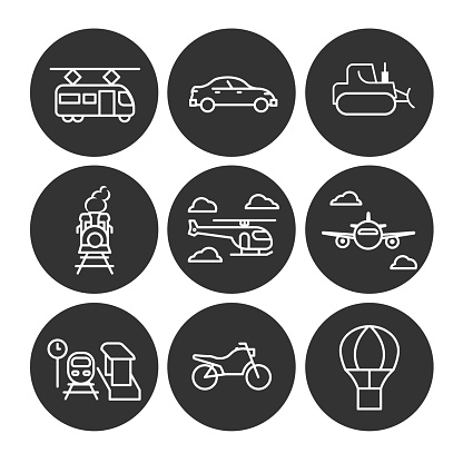 Collection of Public Transport Related Vector Line Icons.Vector elements, ready to use.