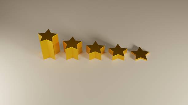 istock five golden stars for costumer satisfaction, 3d illustration 1202517569