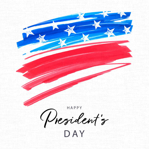 Happy Presidents Day holiday banner. Stylized image of the American flag, drawn by markers. USA Presidents Day background Happy Presidents Day holiday banner. Stylized image of the American flag, drawn by markers. USA Presidents Day background for sale, discount, advertisement, web. Place for your text. presidents day stock illustrations