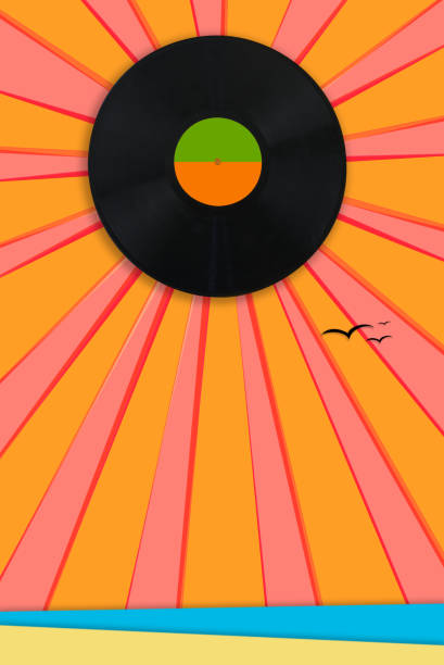 istock colorful geometric composition with vinyl records. beach and sun 1202520624