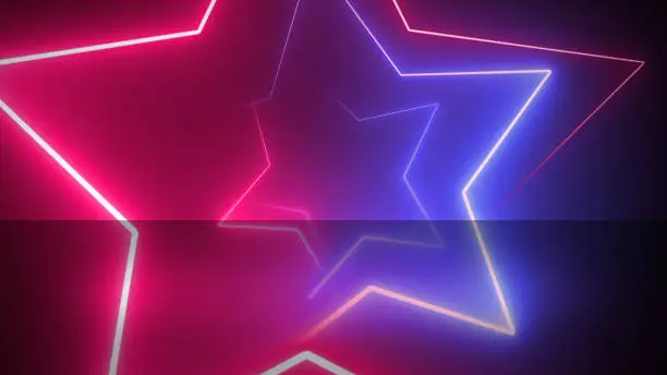 Photo of Abstract digital background with neon stars..