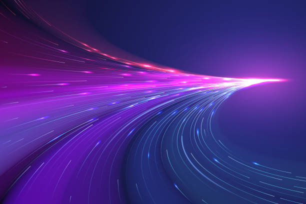 abstraktní pozadí barevných světelných čar - síla pojem stock ilustrace