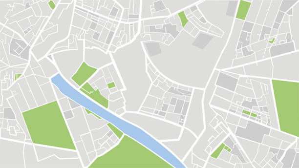 city urban streets roads abstraktní mapa, abstraktní plochá mapa města. plán města. podrobná mapa města. - život ve městě stock ilustrace