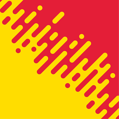 Garis Bentuk Bulat Merah Dan Kuning Dinamis Di Latar Belakang Geometris