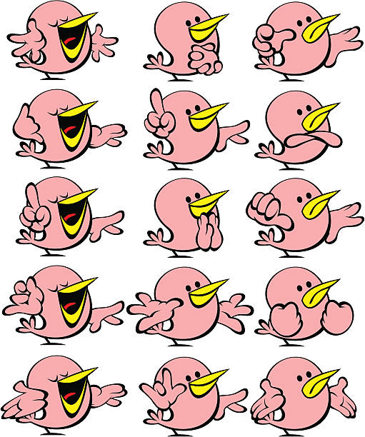 pink birds vector art illustration