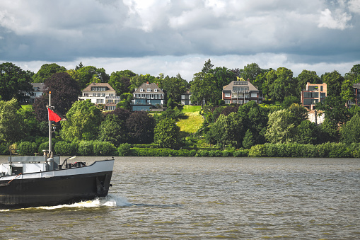 residential houses in Hamburg Oevelgoenne at Elbe River