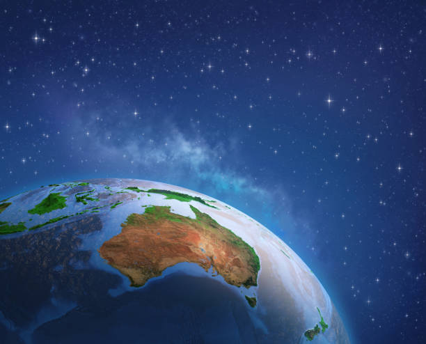 australia desde el espacio - australia map fotografías e imágenes de stock