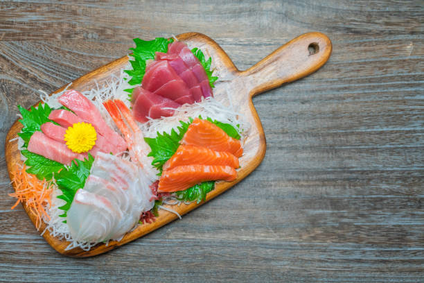 istock Plate of assorted sashimi. Japanese sashimi. 1202532383