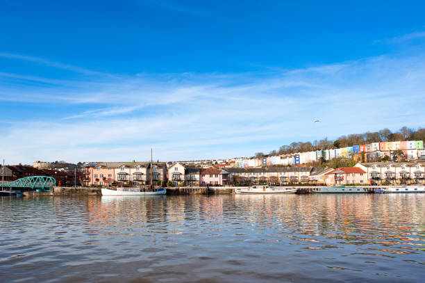 istock Calm wide angle of Bristol Docks quayside, Bristol, UK 1202533325