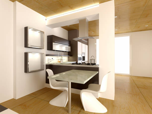 istock 3d rendering of new modern kitchen interior room 1202535478