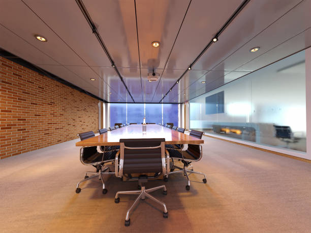 istock 3d rendering of conference hall in business center interior 1202535539