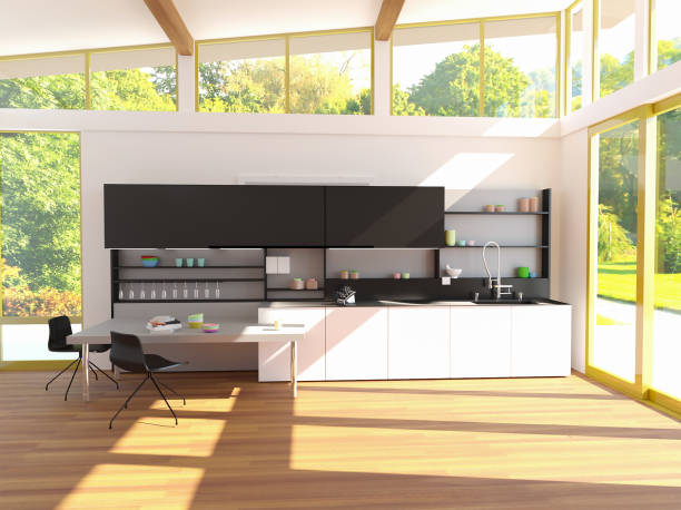 istock 3d rendering of new loft kitchen interior room 1202535625