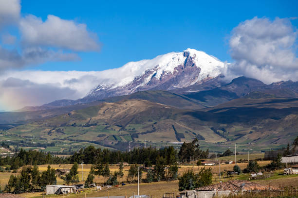 Ecuadorian Andean landscape, Cayambe volcano seen from Pesillo