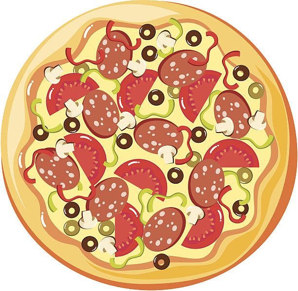 Pizza Toppings Cartoon Illustrations, Royalty-Free Vector Graphics