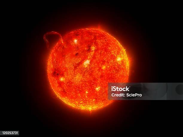 Ilustracja Przedstawiająca Słońca - zdjęcia stockowe i więcej obrazów Rozbłysk słoneczny - Rozbłysk słoneczny, Ogień, Astronomia