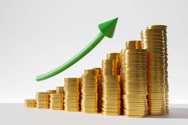 istock Investment and earnings growth concept. Coins in stacks. 3D rendered illustration. 1202538245