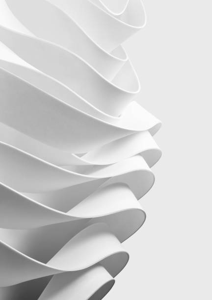 structure with wavy white elements, abstract background - branco ilustrações imagens e fotografias de stock