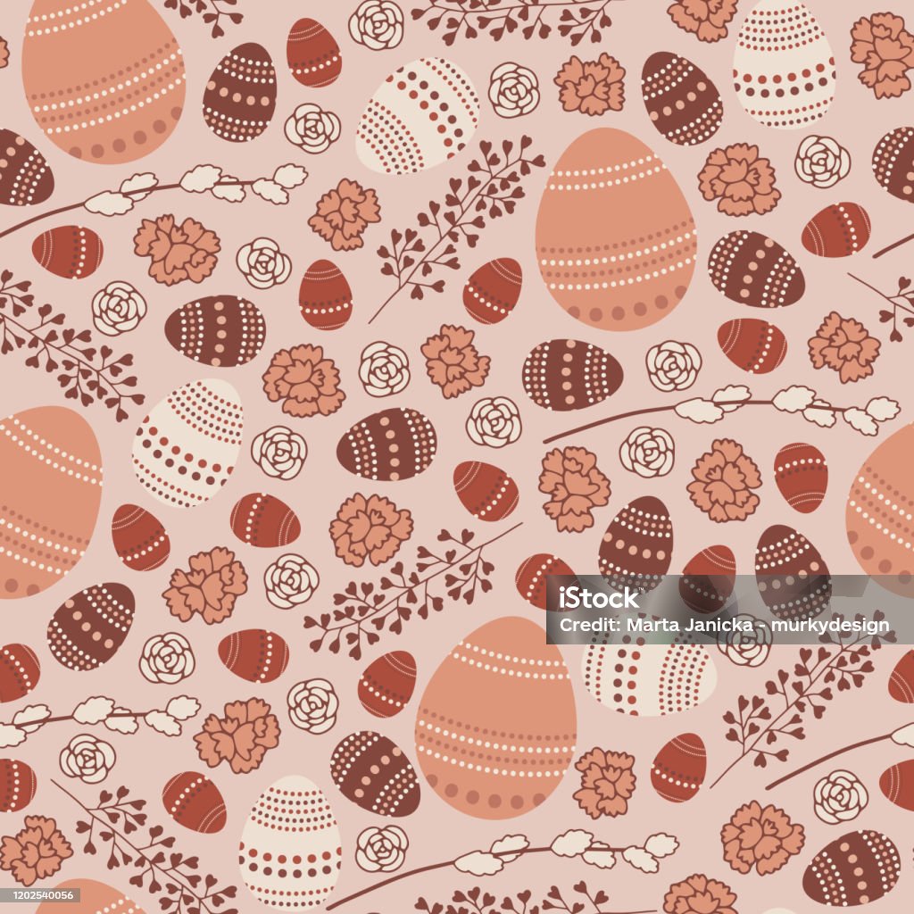 Red Easter Pattern Vector Floral Easter Pattern In Pink And Red Stock Illustration ...