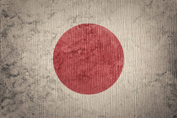 grunge japan flag. japan flag with grunge texture. - japan flag japanese flag white imagens e fotografias de stock