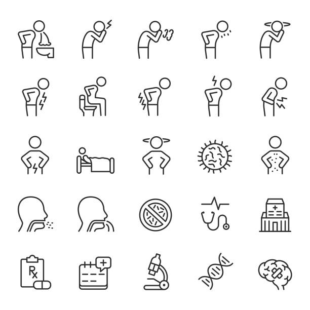 Sick icons Sick icons pain symbols stock illustrations