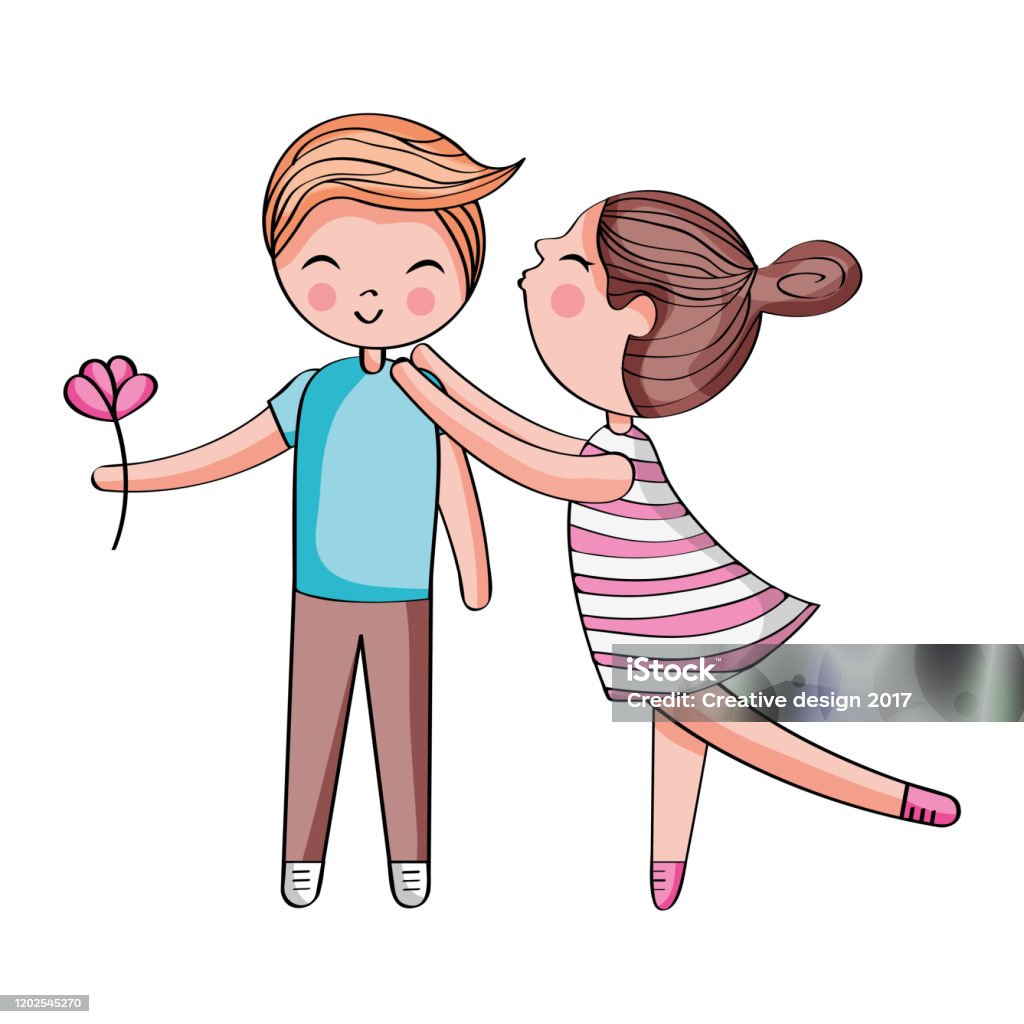 Cute Couple Cartoon Vector Stock Illustration - Download Image Now - Adult,  Anniversary, Art - iStock