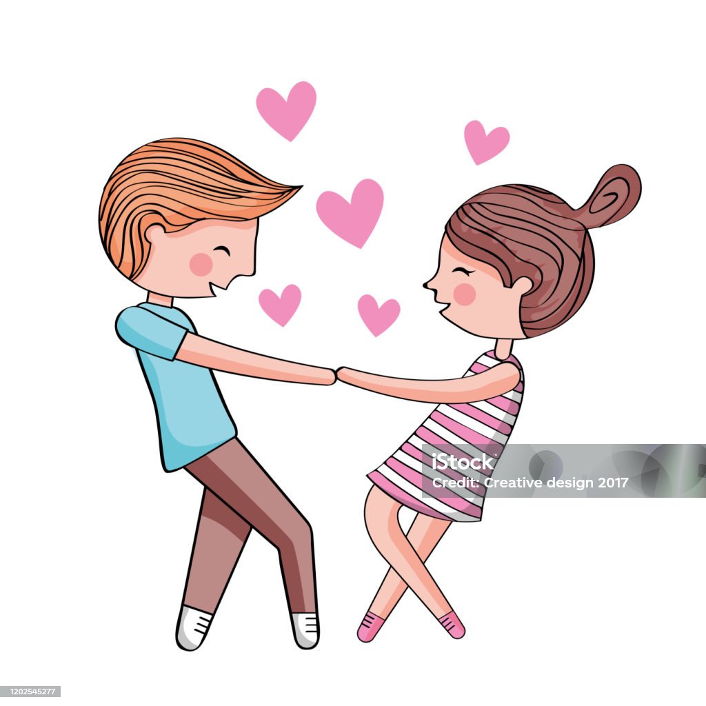 Cute Couple Cartoon Vector Stock Illustration - Download Image Now - Adult,  Anniversary, Art - iStock