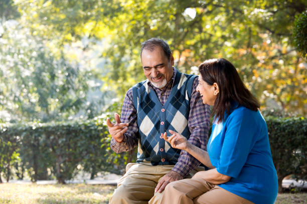 istock Laughing senior couple spending leisure time 1202546283