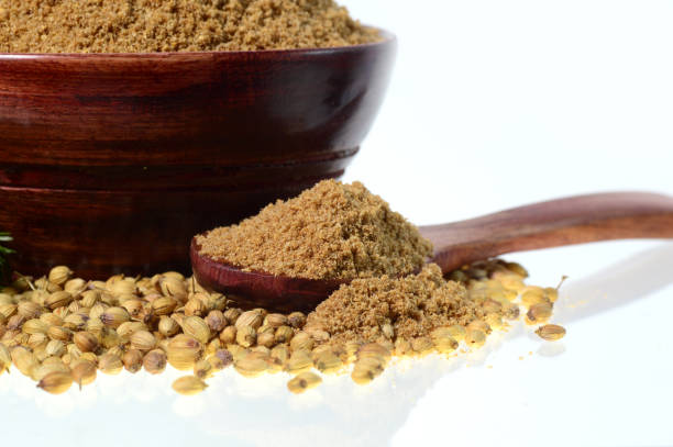 istock Coriander seeds, Fresh Coriander and Powdered coriander isolated on white background. 1202548273