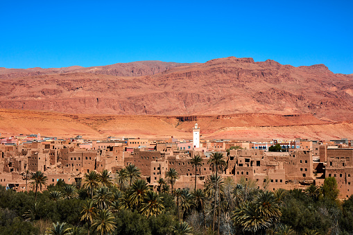 Moroccan kasbah in Atlas Mountains, Morocco, Africa