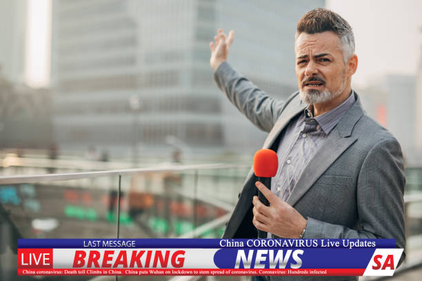istock Breaking news reporter reporting on coronavirus from China 1202550062
