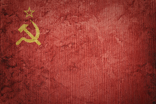 Grunge USSR flag. Soviet Union flag with grunge texture.