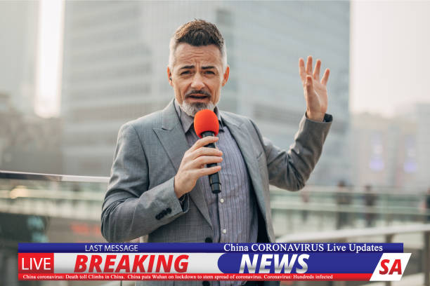 istock Breaking news reporter reporting on coronavirus from China 1202550100