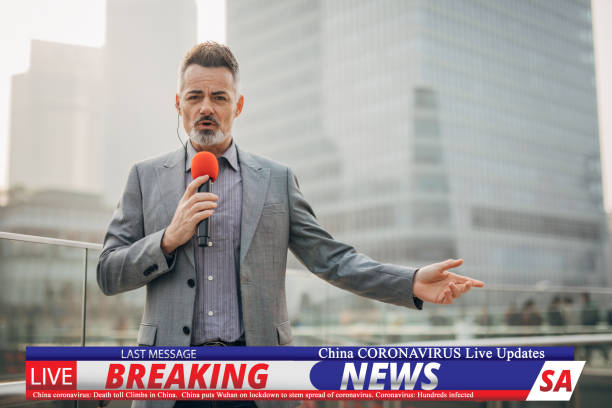 istock Breaking news reporter reporting on coronavirus from China 1202550271
