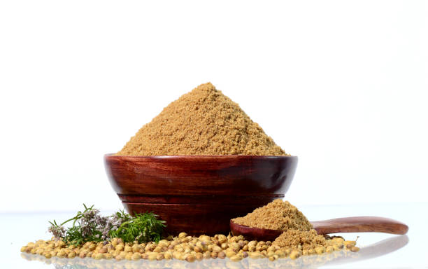 istock Coriander seeds, Fresh Coriander and Powdered coriander isolated on white background. 1202550549