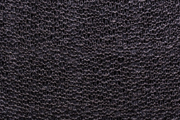 dark gray fabric texture knitted on a frame - seam macro rough striped imagens e fotografias de stock