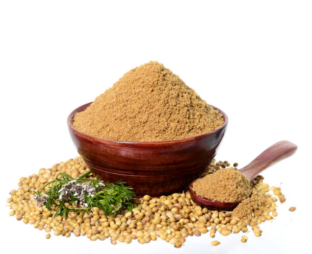 istock Coriander seeds, Fresh Coriander and Powdered coriander isolated on white background. 1202552343