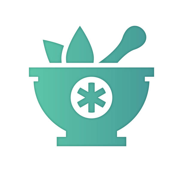 ilustraciones, imágenes clip art, dibujos animados e iconos de stock de medicina alternativa gradientcolor & papercut style icon design - tea crop leaf freshness organic