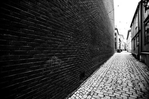 Dark alley in Trondheim, Norway