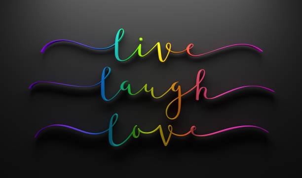 istock 3D render of LIVE LAUGH LOVE brush calligraphy banner 1202555927