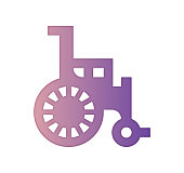 Disability hiring design with gradient painted by path of the icon. Papercut style graphic can also be used as simple vector template for silhouette illustrations.