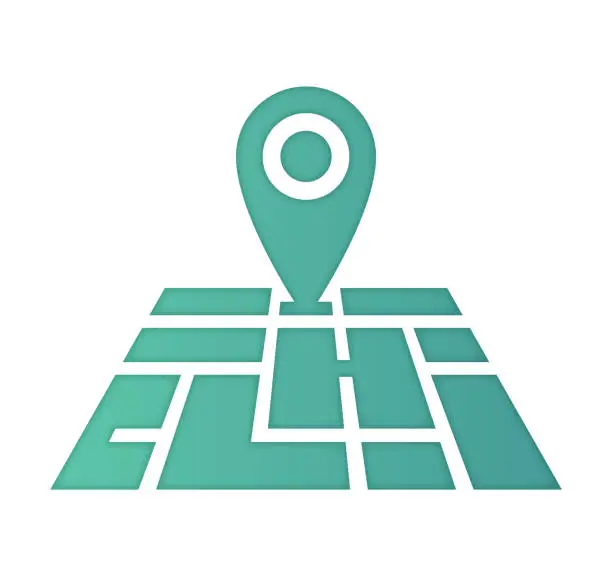 Vector illustration of Location Intelligence Gradient Color & Paper-Cut Style Icon Design