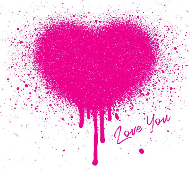 Vector illustration of Graffiti style heart image with paint splatters