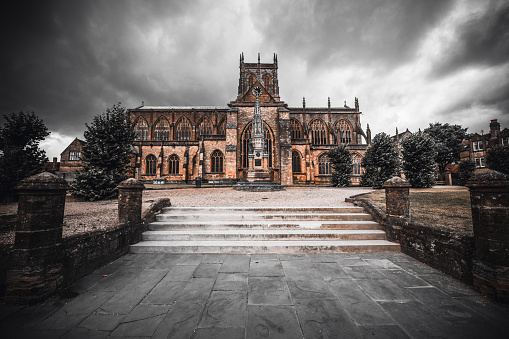 Dark Overcast Weather In Sherborne And Gothic Sherborne Abbey