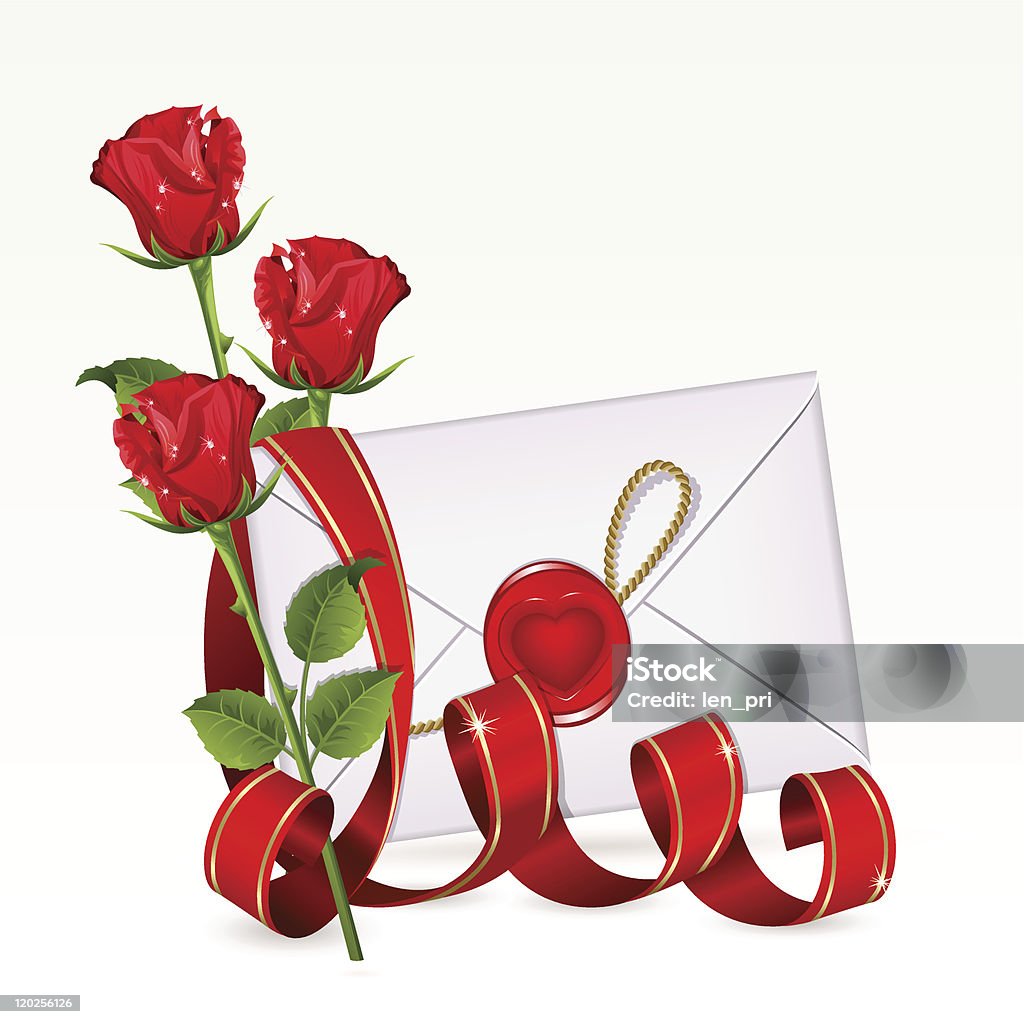 Valentine background Valentine background with letter and red roses The archive contains files PDF,SVG,AI(CS3). Color Image stock vector